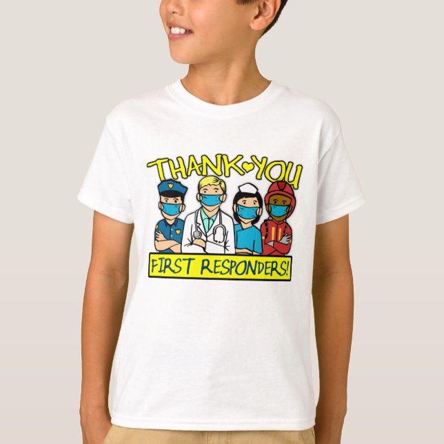 Camiseta Gracias, Camisas para niños, primero en responder (Anverso)