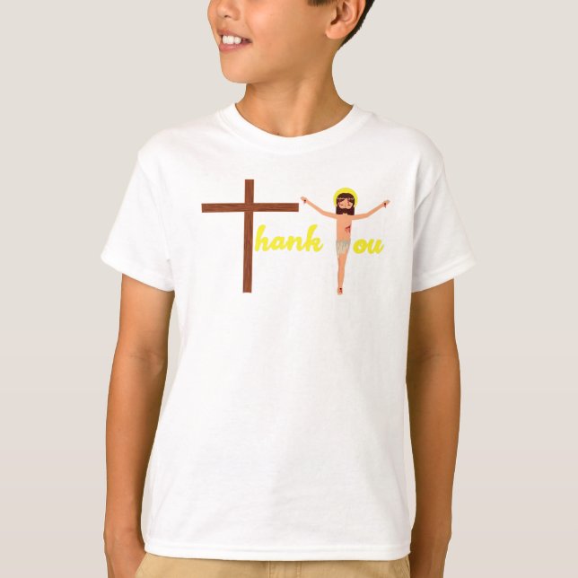 Camiseta Gracias Cruz Católica de Pascua Jesús Cruz (Anverso)