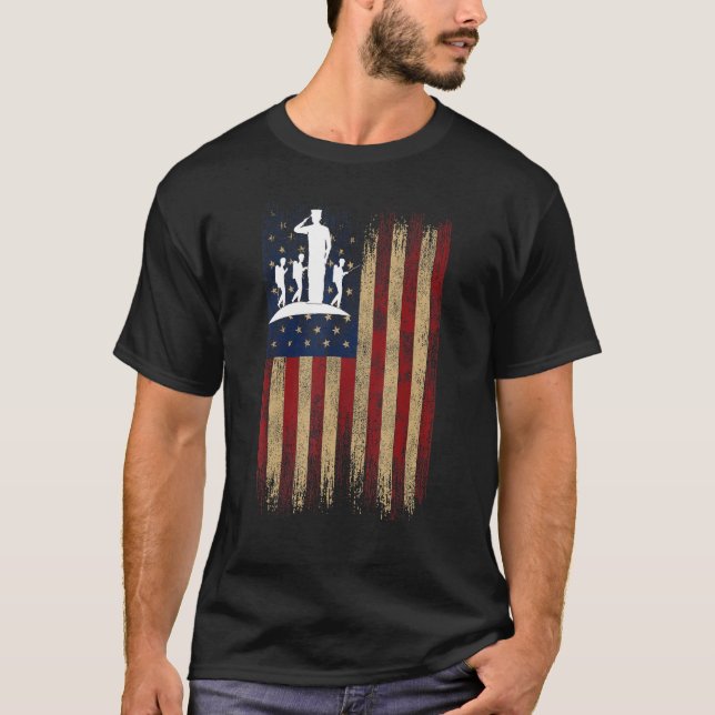 Camiseta Gracias Día de los Veteranos Bandera Americana Par (Anverso)