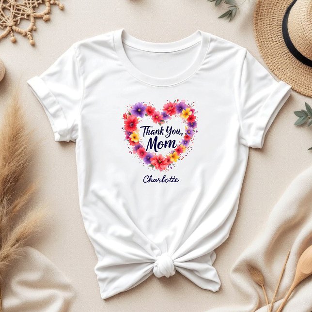 Camiseta Gracias mamá | Día personalizado de las madres flo (Subido por el creador)