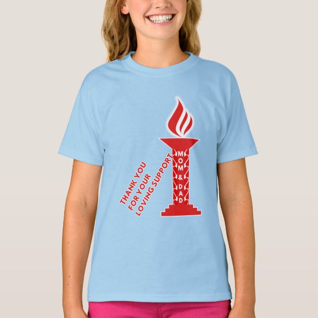 Camiseta Gracias, mamá y papá, por tu amoroso apoyo (Anverso)