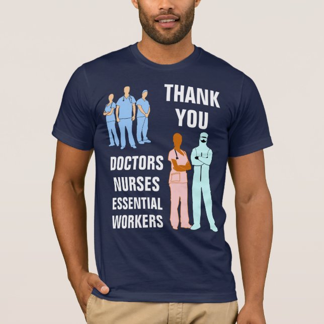 Camiseta Gracias Médicas Enfermeras Trabajadoras Esenciales (Anverso)
