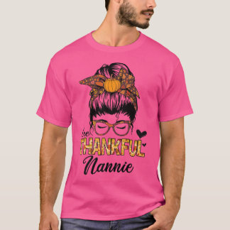 Camiseta Gracias Nannie Funny Messy Bun Fall otoño gracias