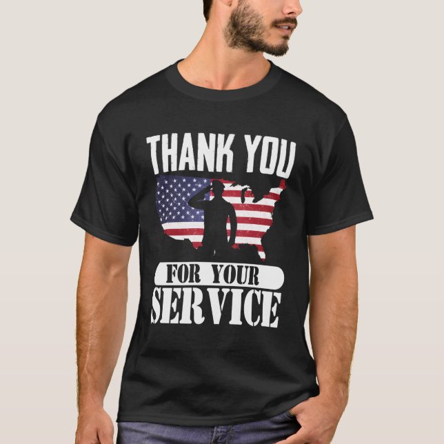 Camiseta Gracias Por Su Servicio, Patriotic Veterans Day (Anverso)