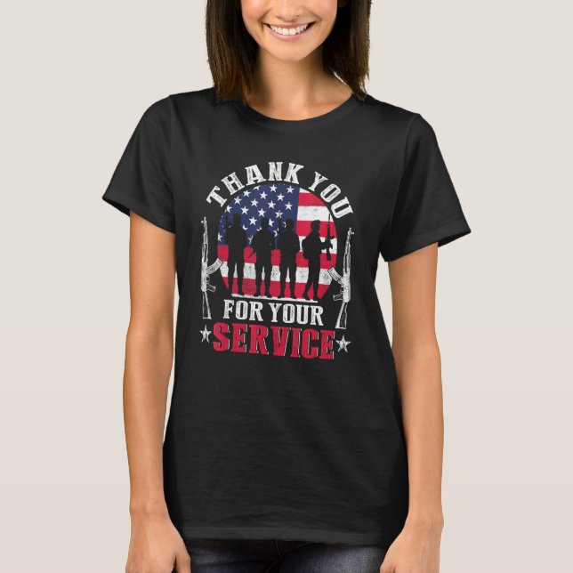 Camiseta Gracias Por Su Servicio, Patriotic Veterans Day (Anverso)