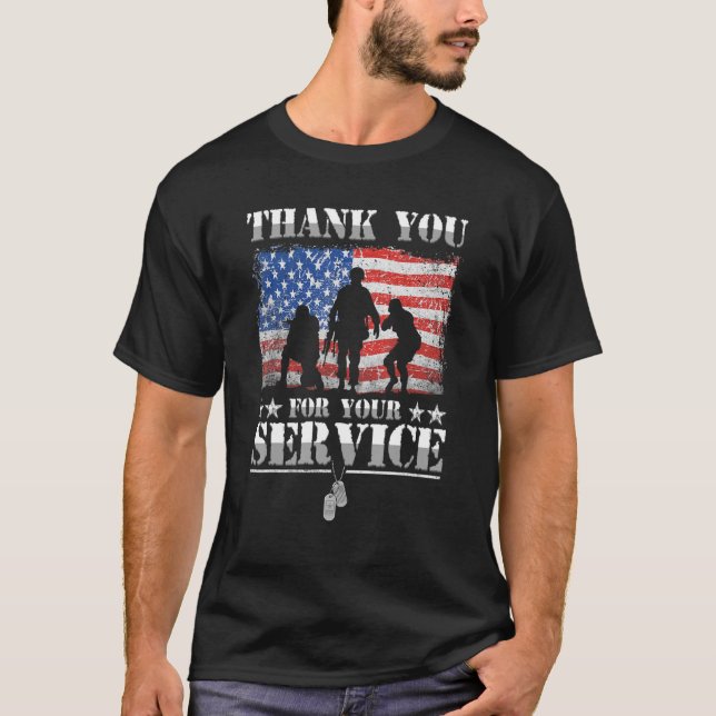 Camiseta Gracias Por Su Servicio, Patriotic Veterans Day (Anverso)