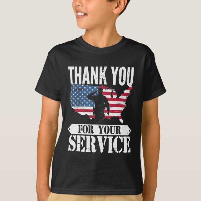 Camiseta Gracias Por Su Servicio, Veterano Patriota Militar (Anverso)