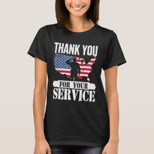Camiseta Gracias Servicio Veterano Saludo Patriot Militar