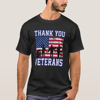 Camiseta Gracias Veteranos Bandera Estadounidense Gracias E