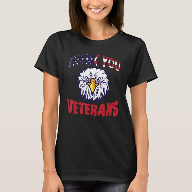 Camiseta Gracias veteranos Bandera militar americana Feliz  (Anverso)