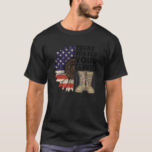 Camiseta Gracias veteranos Bandera Sunflower Estadounidense