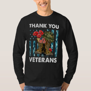 Camiseta Gracias Veteranos Boots de Combate Flores