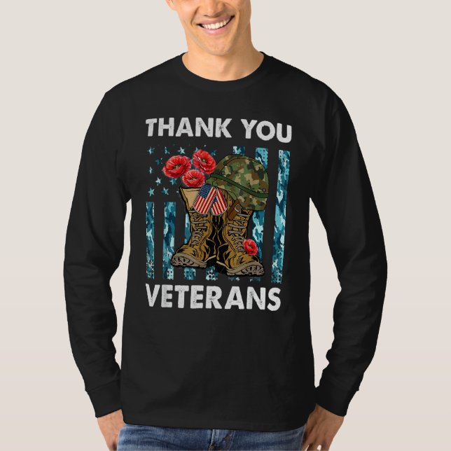 Camiseta Gracias Veteranos Boots de Combate Flores (Anverso)