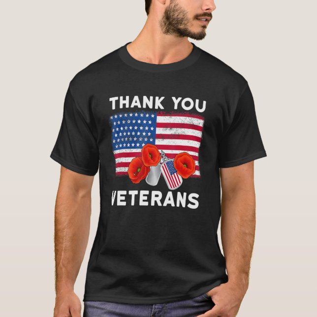 Camiseta Gracias veteranos combate botas vectores de flores (Anverso)