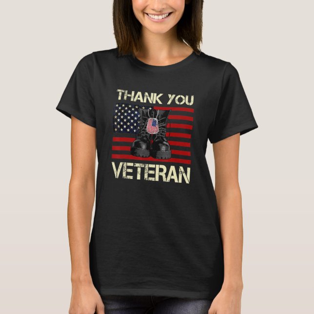 Camiseta Gracias veteranos combaten boots bandera estadouni (Anverso)