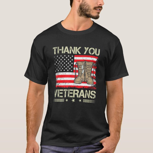 Camiseta Gracias Veteranos Combatiendo Boots Día de los Vet (Anverso)