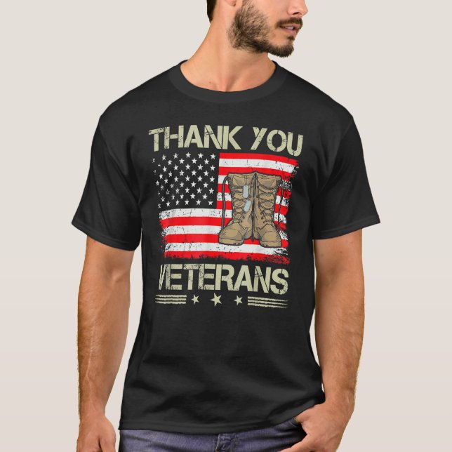 Camiseta Gracias Veteranos Combatiendo Boots Día de los Vet (Anverso)
