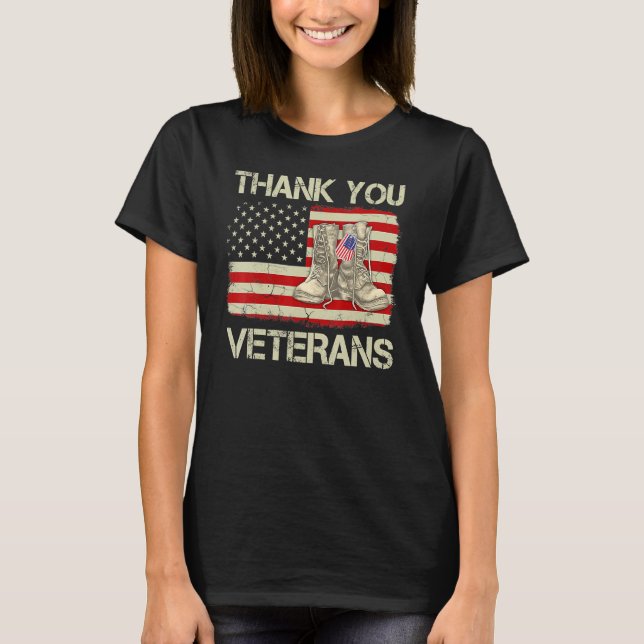 Camiseta Gracias Veteranos Combatiendo Boots Día de los Vet (Anverso)