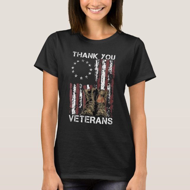 Camiseta Gracias Veteranos Combatiendo Boots Día de los Vet (Anverso)
