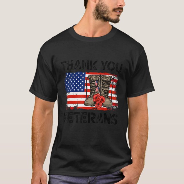 Camiseta Gracias Veteranos Combatiendo Boots Día de los Vet (Anverso)