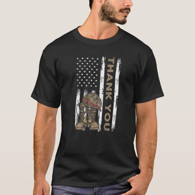 Camiseta Gracias Veteranos Combatiendo Boots Día de los Vet (Anverso)