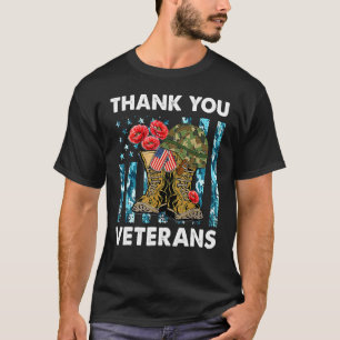 Camiseta Gracias Veteranos Combatiendo Boots Flor De Adormi
