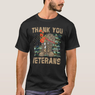 Camiseta Gracias Veteranos Combatiendo Boots Flores de Ador