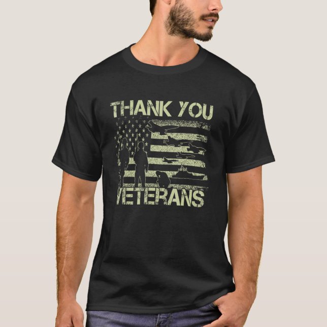 Camiseta Gracias Veteranos Combatiendo Boots Veter Flor De  (Anverso)