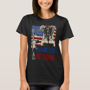 Camiseta Gracias Veteranos Combatiendo Boots Veter Flor De