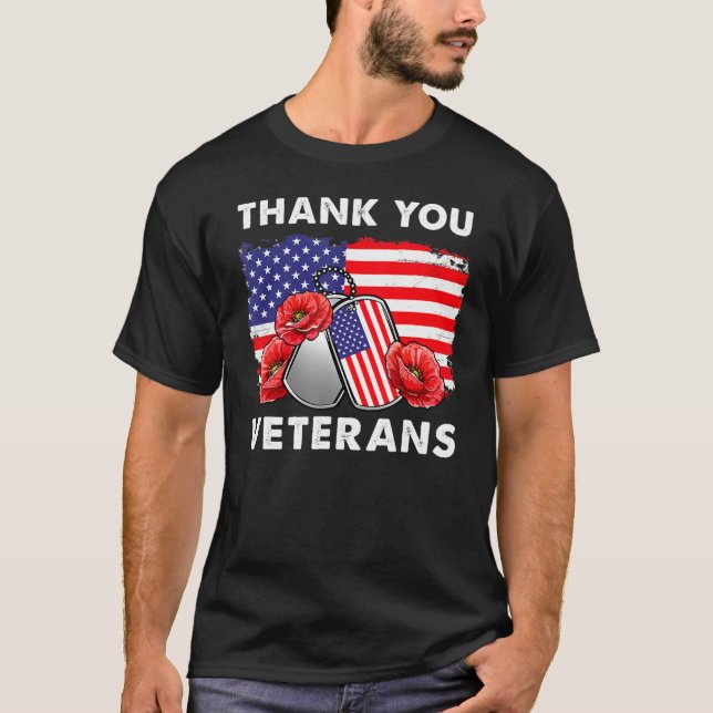 Camiseta Gracias Veteranos Combatiendo Boots Veter Flor De  (Anverso)