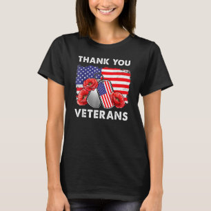 Camiseta Gracias Veteranos Combatiendo Boots Veter Flor De