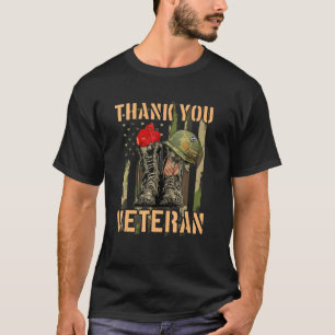 Camiseta Gracias Veteranos Combatiendo Boots Veter Flor de