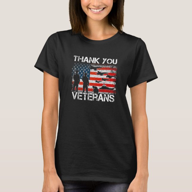 Camiseta Gracias Veteranos Combatiendo Boots Veter Flor De  (Anverso)