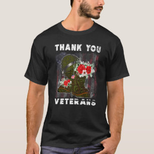 Camiseta Gracias Veteranos Combatiendo Boots Veter Flor De