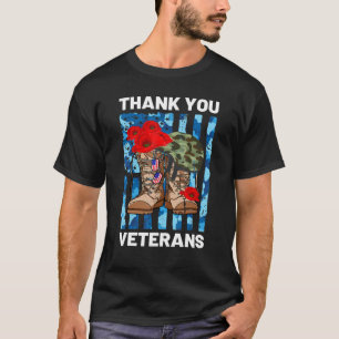 Camiseta Gracias Veteranos Combatiendo Boots Veter la Flor
