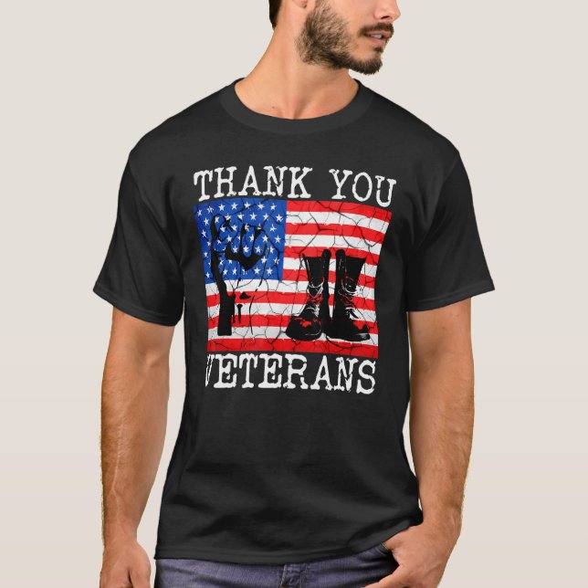 Camiseta Gracias Veteranos Combatiendo Boots Veteranos de S (Anverso)