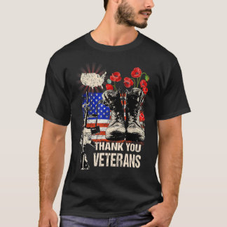 Camiseta Gracias veteranos, combatir a los boots con la flo