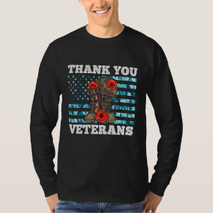 Camiseta Gracias Veteranos De Ee.Uu. Boots Flor De Adormide