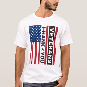Camiseta Gracias Veteranos Diseño de bandera angustiado vec