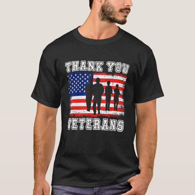 Camiseta Gracias Veteranos Patriotas Soldados De Bandera De (Anverso)