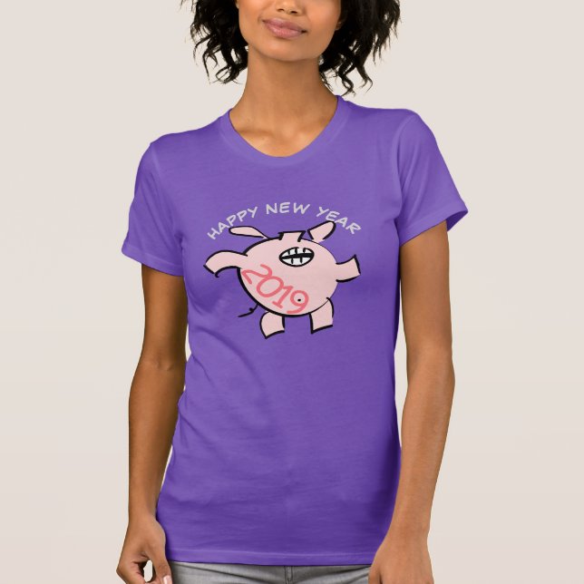Camiseta Graciosa 5 Personalizados de año de cerdo Ilustrac (Anverso)