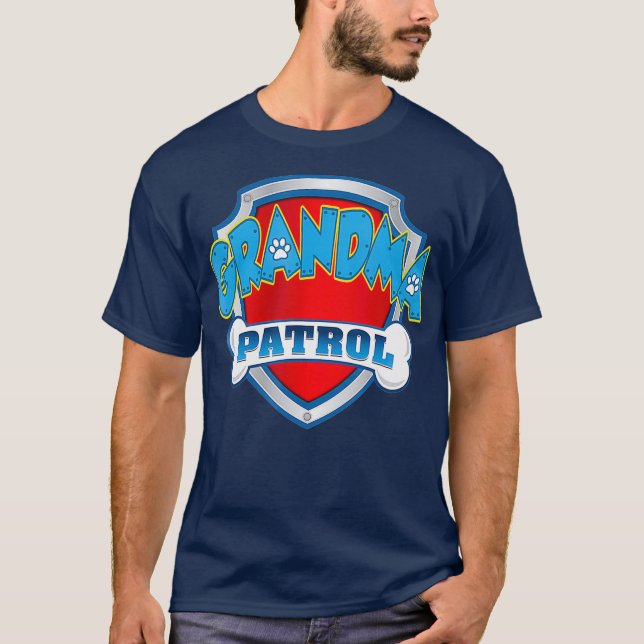 Camiseta Graciosa Abuela Patrulla Perro Mamá Papá Para Homb (Anverso)