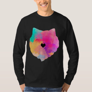 Camiseta Graciosa acuarela de arte de perro cardíaco de Pom