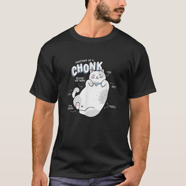 Camiseta Graciosa anatomía de un gato de Chonk (Anverso)