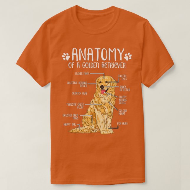 Camiseta Graciosa anatomía Golden Retriever Dog Lover (Diseño del anverso)