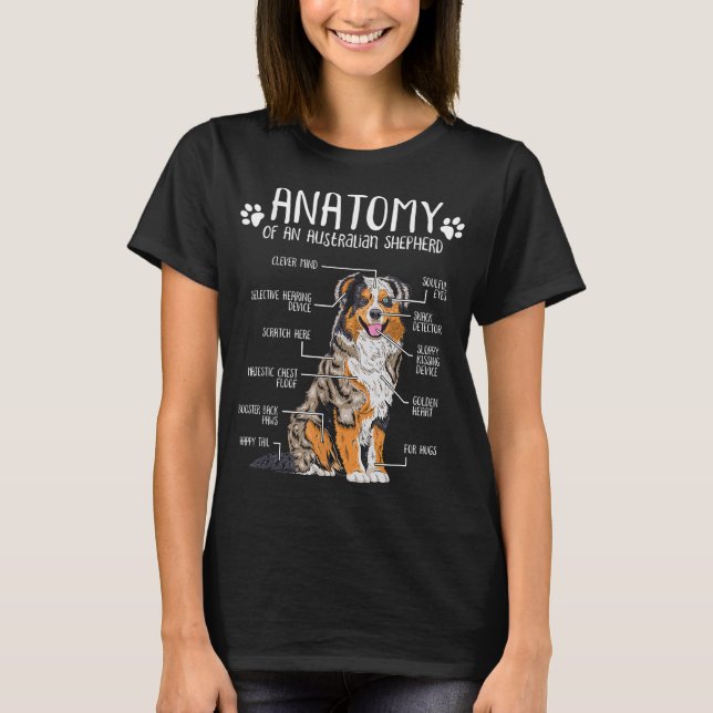 Camiseta Graciosa anatomía Pastor Australiano Perro Lover A (Anverso)