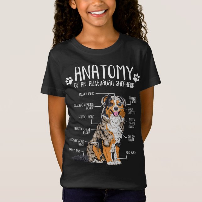 Camiseta Graciosa anatomía Pastor Australiano Perro Lover A (Anverso)
