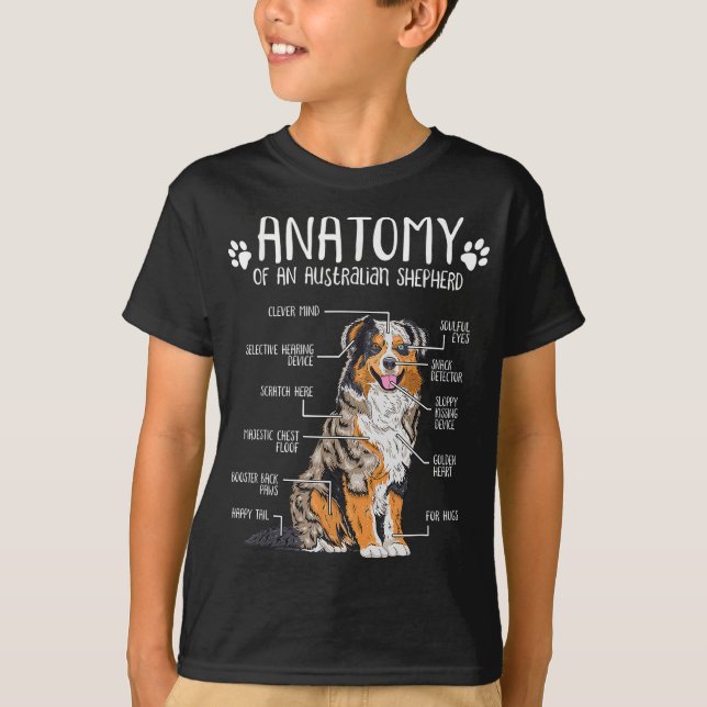 Camiseta Graciosa anatomía Pastor Australiano Perro Lover A (Anverso)