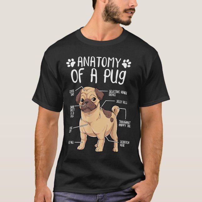 Camiseta Graciosa Anatomy Pug Perro Pug Lover Classic T-Shi (Anverso)