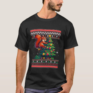 Camiseta Graciosa ardilla Árbol de Navidad feo Santa Hat Sn